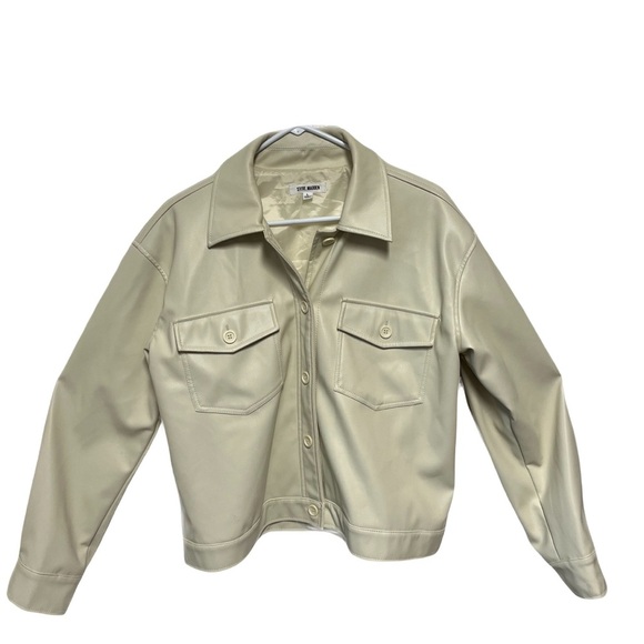 Steve Madden Jackets & Blazers - Steve Madden Ivory Faux Imitation Leather Jacket